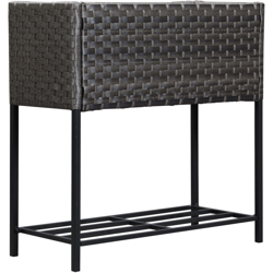 Outsunny Fioriera Effetto Vimini con Ripiano Grigio (70cm x 30cm x 72cm) características