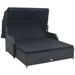 Lettino Prendisole A 2 Posti Con Tettuccio In Polyrattan Nero en oferta