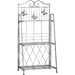 Outsunny Fioriera a Scaffale a 3 Ripiani da Giardino Balcone interno, Grigio Argento, 44 x 25 x96 cm en oferta