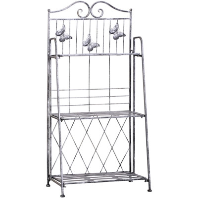 Outsunny Fioriera a Scaffale a 3 Ripiani da Giardino Balcone interno, Grigio Argento, 44 x 25 x96 cm
