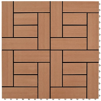 Set 11 Piastrelle in WPC 30 x 30 cm 1 mq marrone - Marrone