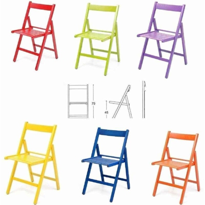 Set 6 sedie richiudibile colorate: Rosso, Verde, Viola, Giallo, Blu, Arancione