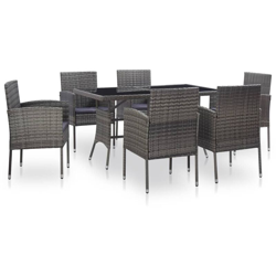 Set da Pranzo da Giardino con Cuscini in Polyrattan Grigio vari modelli modelli : 7 pz en oferta