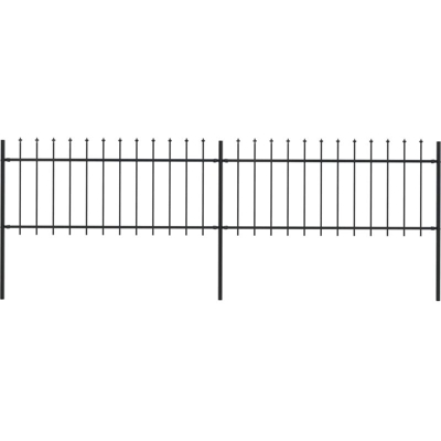 Recinzione Giardino con Punta a Lancia in Acciaio 3,4x0,8 m Nera - Nero - Youthup