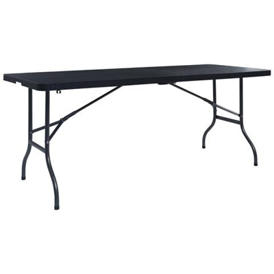 Tavolo Da Giardino Pieghevole Nero 180x75x72 Cm In Rattan Hdpe