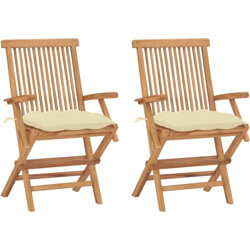 vidaXL Sedie da Giardino 2 pz Cuscini Bianco Crema in Massello di Teak - crema características