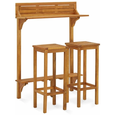 Set Mobili da Giardino 3 pz in Legno Massello di Acacia - Marrone - Youthup