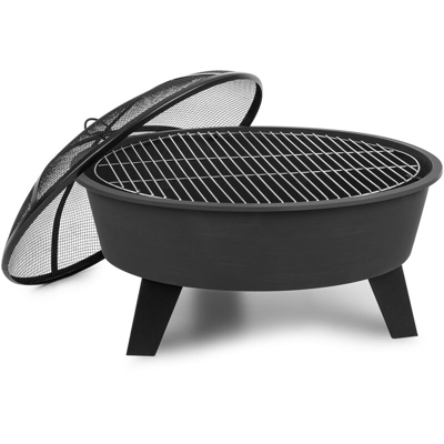 Nolana Braciere 2-in-1 Ø73cm Parascintille Ø64cm Griglia in Acciaio nero
