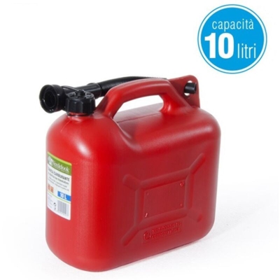 Verdelook - Tanica Benzina 10 Lt Plastica con Boccaglio Trasporto Carburanti Omologata UN