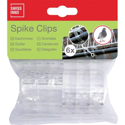 1 238 001K Spike-Clips Clip di fissaggio Adatto per Spuntoni anti piccioni 6 pz. - Swissinno