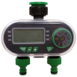 Asupermall - YL21060 Timer per acqua digitale a due porte Regolatore di irrigazione per elettrovalvola elettronica con funzione di ritardo pioggia en oferta