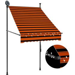 Tenda da Sole Retrattile Manuale con LED 100 cm Arancione e Marrone - Multicolore - Vidaxl en oferta