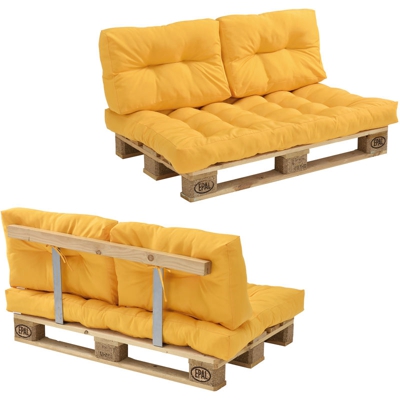 [en.casa] - Divano paletta euro-sofá - a 2 posti con cuscino - [color senape] set completo incl. schienale