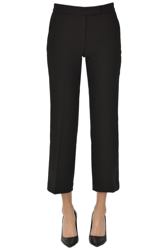 Cropped crepè trousers en oferta