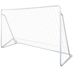 vidaXL Set Porta da Calcio in Acciaio 240 x 90 x 150 cm Alta Qualità - Bianco en oferta
