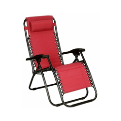 Grecoshop - Sedia/Sdraio/Lettino reclinabile con poggiapiedi Zero Gravity - Rossa en oferta