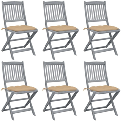 vidaXL Sedie da Giardino Pieghevoli 6pz con Cuscini in Massello Acacia - Beige en oferta