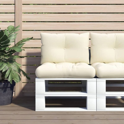 vidaXL Cuscini per Divani su Pallet 2 pz Crema in Tessuto - crema
