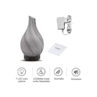 Tradeshop - DIFFUSORE OLI VETRO CROMOTERAPIA AROMATERAPIA UMIDIFICATORE BIANCO E NERO 02 LED