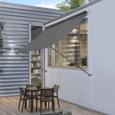 Tenda da sole a parete con catenella - Paravento, parasole - 300 x 120 cm - Grigio