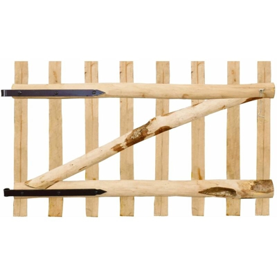 Cancello Singolo per Recinzione in Legno di Nocciolo 100x60 cm