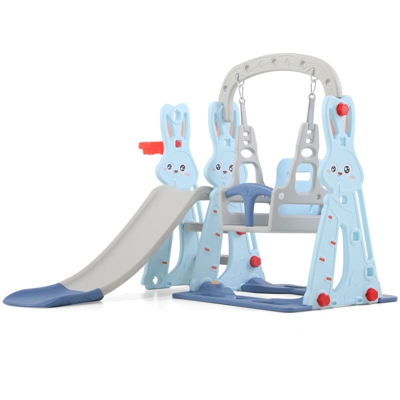 Scivolo con altalena per bambini Box giocattolo per bambini 2-8 anni 142x135x110cm Blu