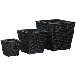 Letti Rialzati da Giardino 3 pz in Giacinto Intrecciato Nero - Nero - Vidaxl características