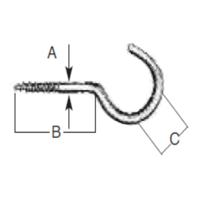 4 GANCI A VITE PER STAMPELLE - OCCHIO LARGO 4,5X20X16MM IN FERRO ZINCATO - Oreca
