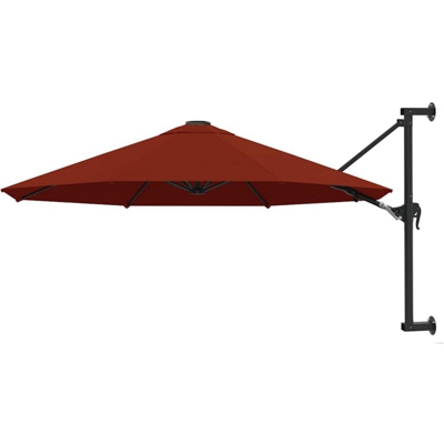 vidaXL Ombrellone a Muro con Palo in Metallo 300 cm Terracotta - Marrone