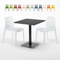Grand Soleil - Tavolino Quadrato Nero 70x70 cm con 2 Sedie Colorate Gruvyer Kiwi | Bianco precio