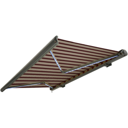 Tenda a cassonetto tenda da sole elettrica a cassonetto completa con Led, tenda da sole bordeaux-bianco-marrone, cassonetto antracite, radiocomando, en oferta