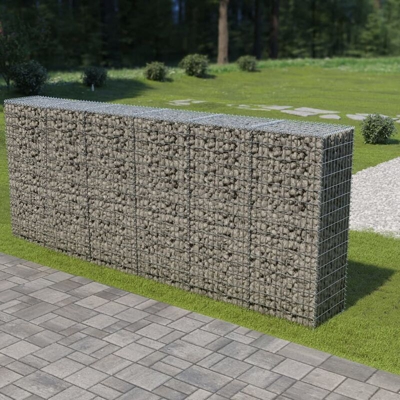 Gabbione con Copertura in Acciaio Zincato 300x50x150 cm - Argento - Youthup