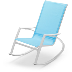 Sedia a dondolo da giardino con braccioli seduta color azzurro características