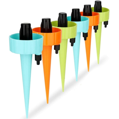 6PCS Dispositivi di irrigazione automatica delle piante Picchi di autoirrigazione Controllo a rilascio lento Flusso di irrigazione a goccia per