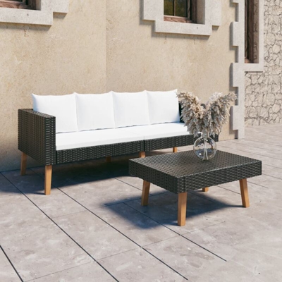 Set Divani da Giardino 2 pz con Cuscini in Polyrattan Nero - Nero - Youthup