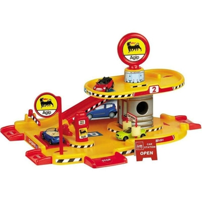 Bakaji - GARAGE 1 PIANO CON RAMPA POMPA DI BENZINA AGIP PITSTOP CARWASH E 1 MACCHININA