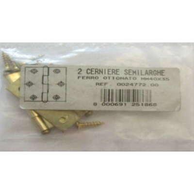 2 CERNIERE SEMILARGHE IN FERRO OTTONATO - PER ANTE MOBILI - 40X35MM - Oreca