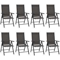 vidaXL Sedie da Giardino Pieghevoli 8 pz in Textilene Nere - Nero en oferta