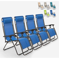 4 sedie sdraio pieghevole multiposizione giardino spiaggia Emily Zero Gravity | Blu en oferta