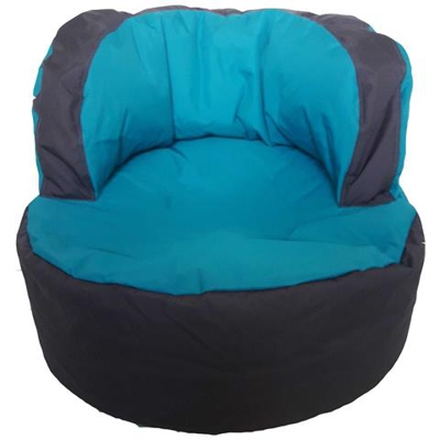 Poltrona A Sacco Pouf Bomber In Tessuto Poliestere Imbottita Blu