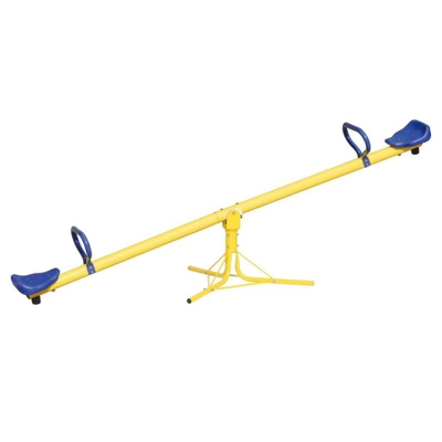 Altalena da giardino Sali e scendi per bambini in acciaio giallo e blu