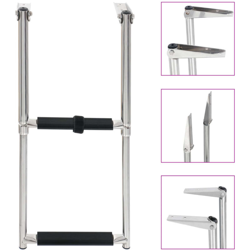 vidaXL Scaletta di Imbarco Pieghevole a 2 Gradini in Acciaio Inox características