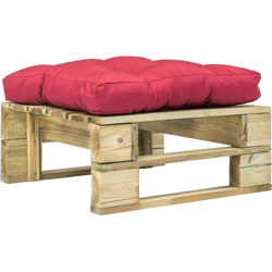 Divano da Giardino su Pallet con Cuscino Rosso in Legno Verde características