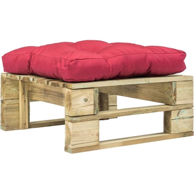 Divano da Giardino su Pallet con Cuscino Rosso in Legno Verde