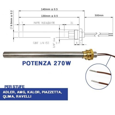 Diff - Bougie avec raccord fileté de 3/8' 270W 140mm