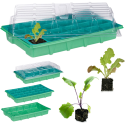 Mini Serra per 24 Piante, con Coperchio, Semenzaio, Davanzale, Balcone, Germinatore 38 x 24,5 cm, Verde características