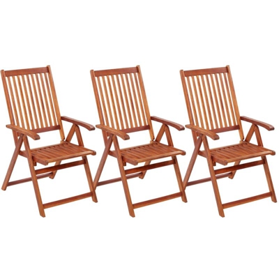 YOUTHUP Sedie da Giardino Pieghevoli 3 pz in Legno Massello d'Acacia - Marrone