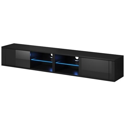Mobile Tv Moderno Azalia Double Led Nero / lucido 200cm