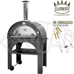 Clementi - PULCINELLA FORNO A LEGNA DA ESTERNO TETTO INOX CUCINA BARBECUE GIARDINO en oferta