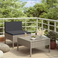 Set Divani da Giardino 2 pz con Cuscini in Polyrattan Grigio - Grigio - Youthup características